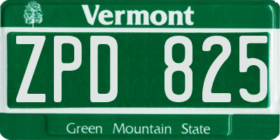 VT license plate ZPD825