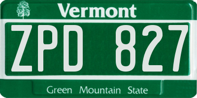 VT license plate ZPD827