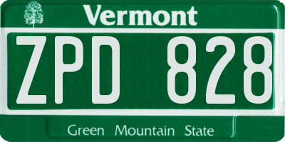 VT license plate ZPD828