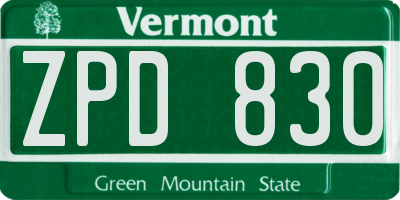 VT license plate ZPD830