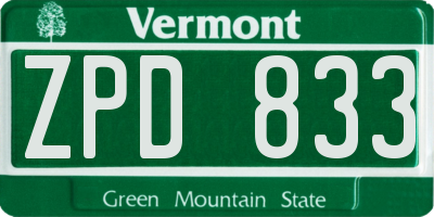 VT license plate ZPD833