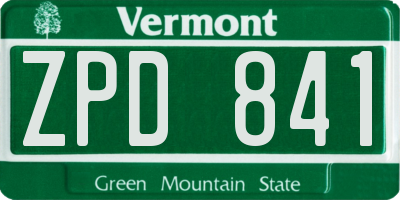 VT license plate ZPD841