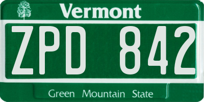 VT license plate ZPD842
