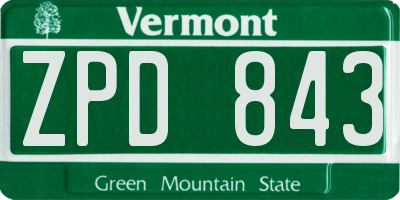 VT license plate ZPD843