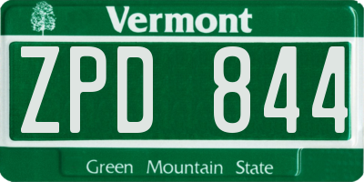 VT license plate ZPD844
