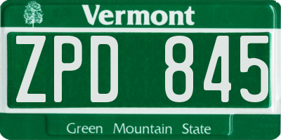 VT license plate ZPD845
