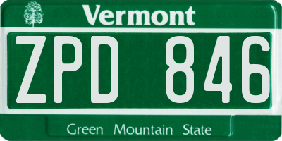 VT license plate ZPD846