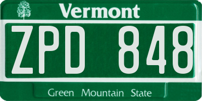 VT license plate ZPD848