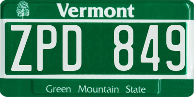 VT license plate ZPD849