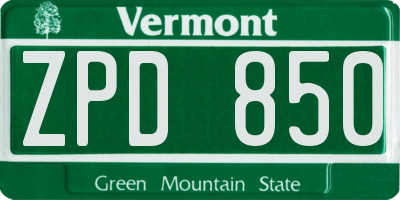 VT license plate ZPD850