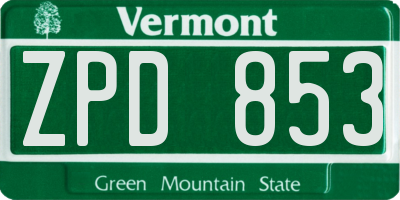 VT license plate ZPD853
