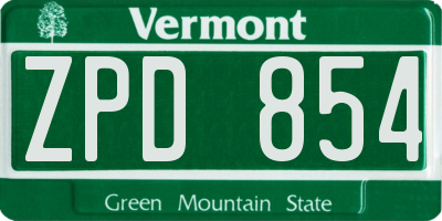 VT license plate ZPD854