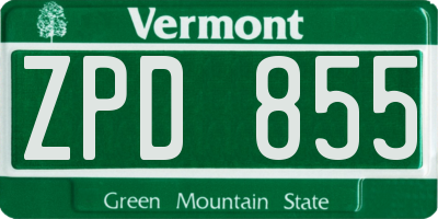 VT license plate ZPD855