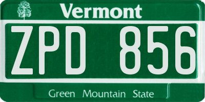 VT license plate ZPD856