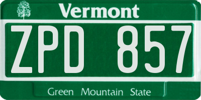 VT license plate ZPD857