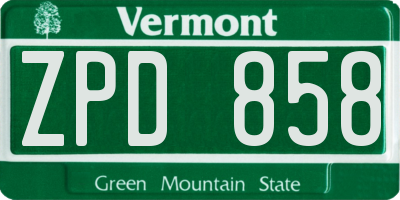 VT license plate ZPD858