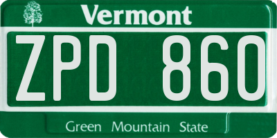 VT license plate ZPD860