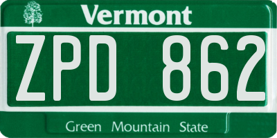 VT license plate ZPD862