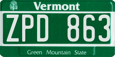 VT license plate ZPD863