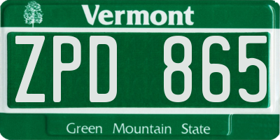 VT license plate ZPD865