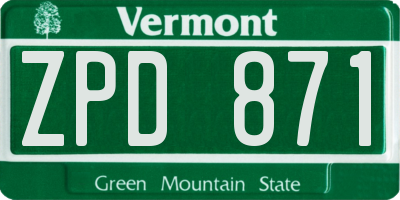 VT license plate ZPD871