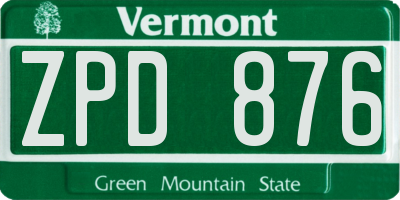 VT license plate ZPD876