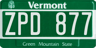VT license plate ZPD877