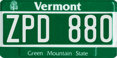 VT license plate ZPD880