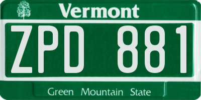 VT license plate ZPD881