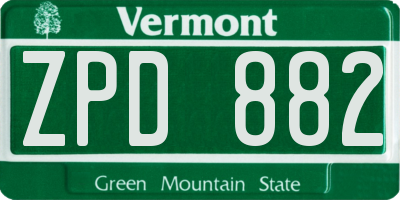 VT license plate ZPD882