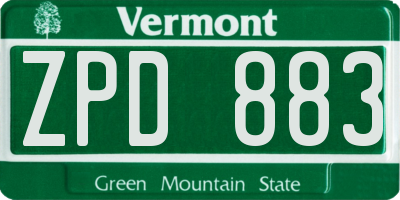 VT license plate ZPD883