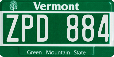 VT license plate ZPD884