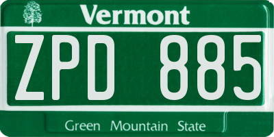 VT license plate ZPD885