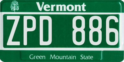 VT license plate ZPD886