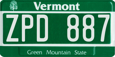 VT license plate ZPD887
