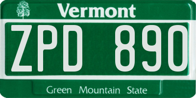 VT license plate ZPD890