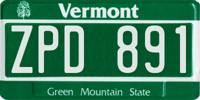 VT license plate ZPD891