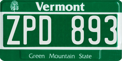 VT license plate ZPD893