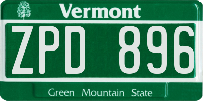 VT license plate ZPD896
