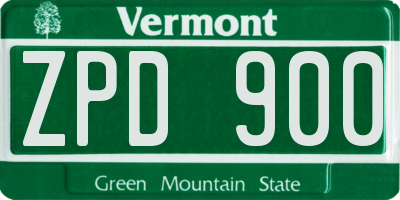 VT license plate ZPD900