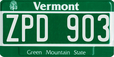 VT license plate ZPD903
