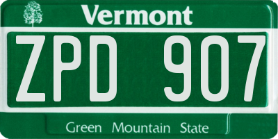 VT license plate ZPD907