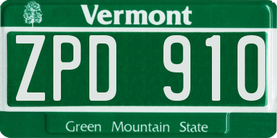 VT license plate ZPD910