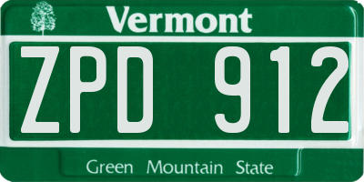 VT license plate ZPD912