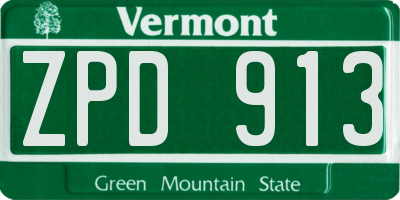 VT license plate ZPD913