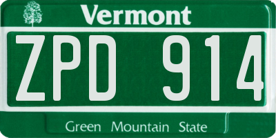 VT license plate ZPD914