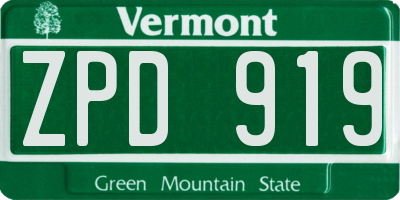 VT license plate ZPD919