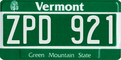 VT license plate ZPD921