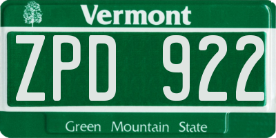 VT license plate ZPD922