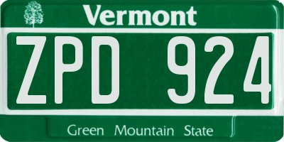 VT license plate ZPD924